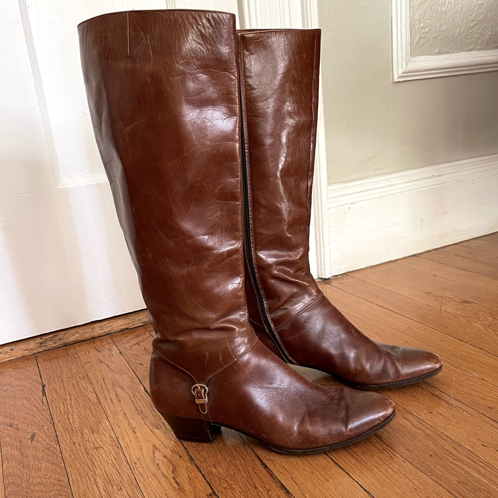 Vintage Salvatore Ferragamo brown leather riding boots